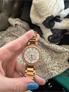 Michael Kors Rose Gold Crystal-Trim Women's Chronograph Watch